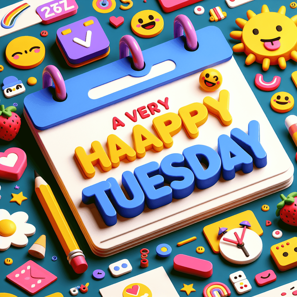 Notebook with Happy Tuesday text